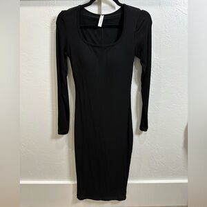 Popilush Shapewear Long Sleeve Square Neck Modal Slimming Midi Dress